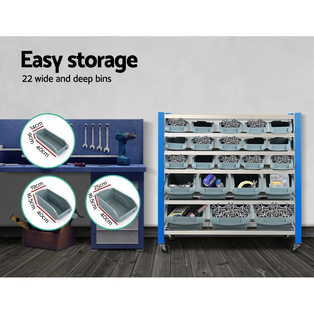 Giantz 22 Storage Bin Rack Stand 5 Tier Rack Construction With Bin Locating Guides Sturdy Rust-Resistant Frame AU
Giantz 22 Storage Bin Rack Stand 5 Tier Rack Construction With Bin Locating Guides Sturdy Rust-Resistant Frame AU