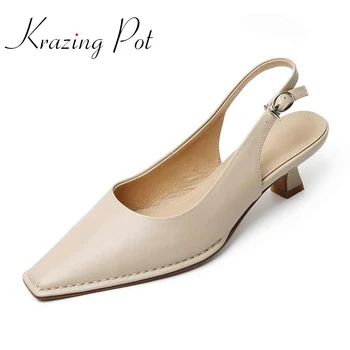 Krazing pot hot new genuine leather square toe med thin heel solid spring shoes buckle straps simple wild daily wear pumps L30
Krazing pot hot new genuine leather square toe med thin heel solid spring shoes buckle straps simple wild daily wear pumps L30