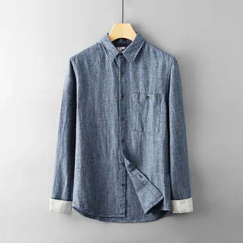 Long Sleeve Shirts Men's 100%Linen Casual Fashion Turn-down Collar Solid Blue Gray Shirt
Long Sleeve Shirts Men's 100%Linen Casual Fashion Turn-down Collar Solid Blue Gray Shirt