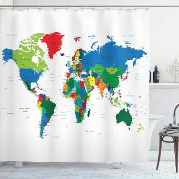 World Map Shower Curtain Colorful Political Map Borders Between Countries Different Nations and Cultures Cloth Fabric Bathroom
World Map Shower Curtain Colorful Political Map Borders Between Countries Different Nations and Cultures Cloth Fabric Bathroom