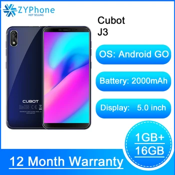 

Cubot J3 Smartphone Android Go Face ID 5" 18:9 Full Screen MT6580 Quad-Core 1GB RAM 16GB ROM Phones Dual SIM Card 2000mAh 3G
