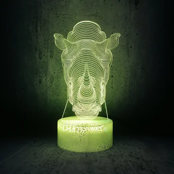New Infantil Animal Rhinoceros Head 3D Lamp Children's Visual Led Mood Illusion Lights Kids Toy Living bedroom Table Desk Gifts
New Infantil Animal Rhinoceros Head 3D Lamp Children's Visual Led Mood Illusion Lights Kids Toy Living bedroom Table Desk Gifts