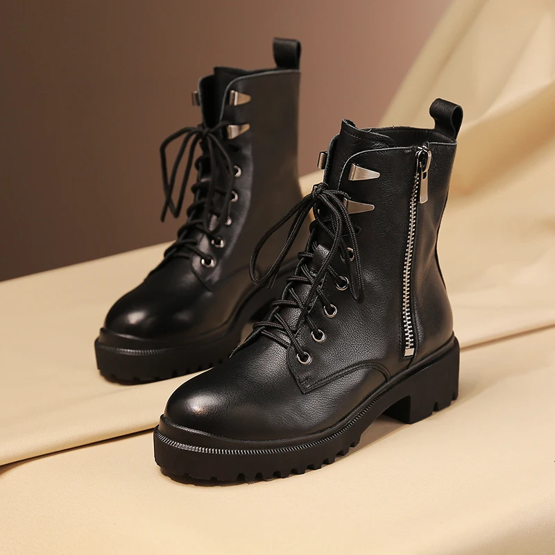 Women's genuine leather lae-up flats ankle boots double zip autumn short martin boots rivet punk Motorcycle boots shoes women
Women's genuine leather lae-up flats ankle boots double zip autumn short martin boots rivet punk Motorcycle boots shoes women