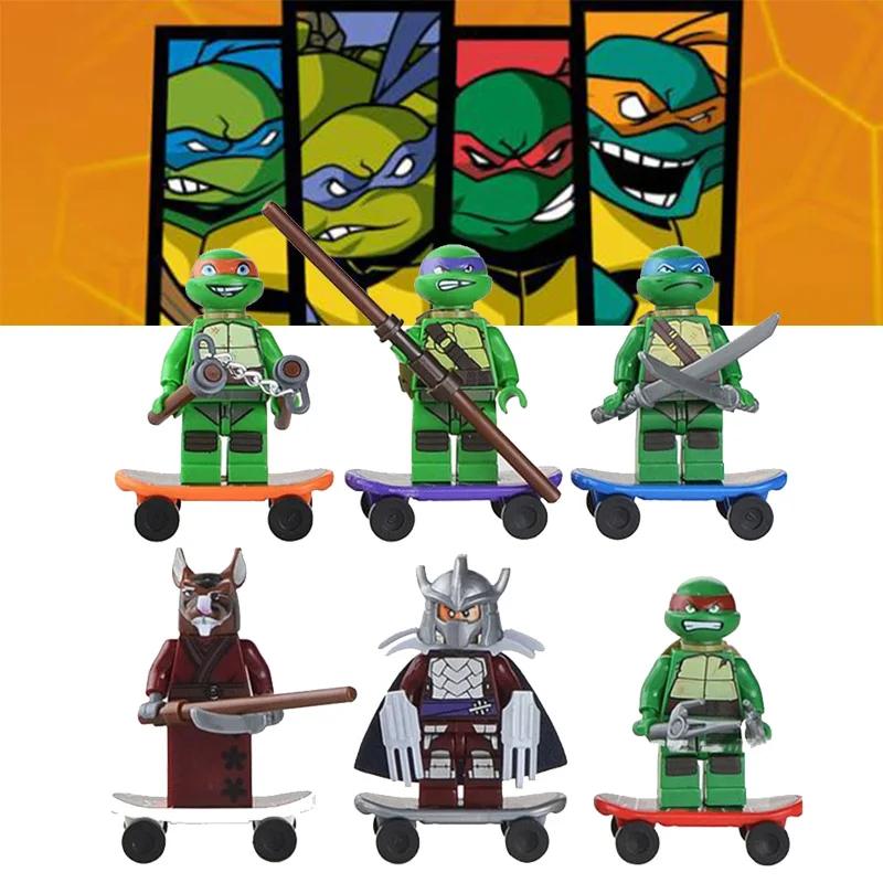 6Pcs/Set Leonardo Raphael Michelangelo Donatello Turtles Cartoon Character Building Blocks Compatible For Child
6Pcs/Set Leonardo Raphael Michelangelo Donatello Turtles Cartoon Character Building Blocks Compatible For Child