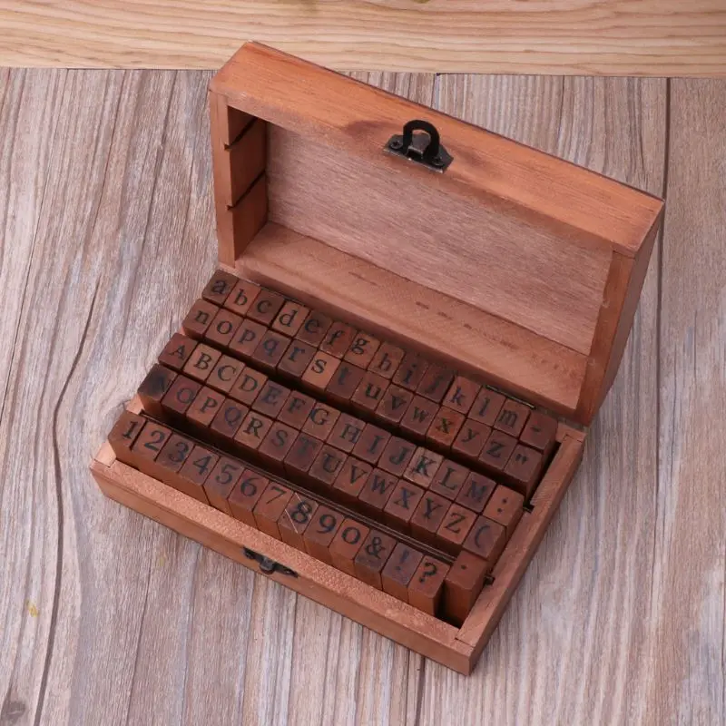 70Pcs Vintage DIY Number and Alphabet Letter Wood Rubber Stamps Set with Wooden Box
70Pcs Vintage DIY Number and Alphabet Letter Wood Rubber Stamps Set with Wooden Box
