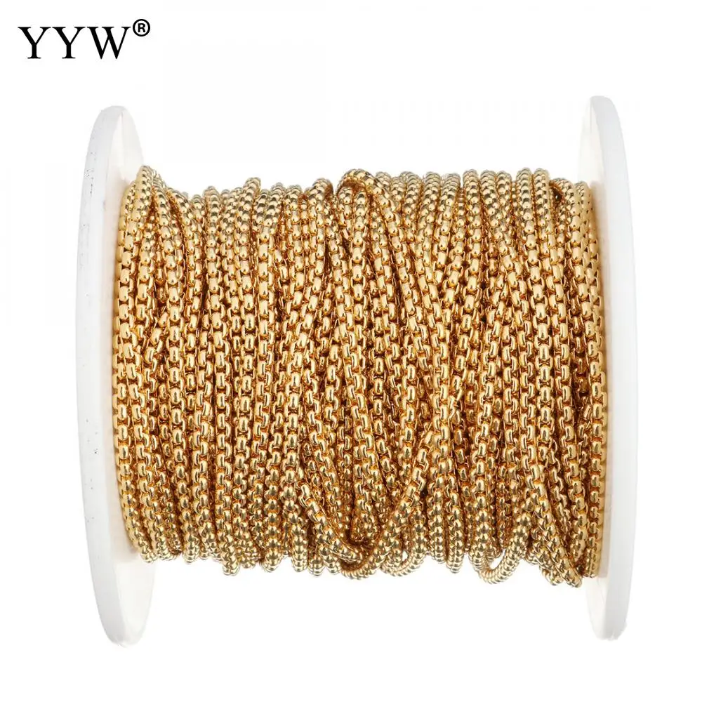 

20m/spool 2mm women stainless steel box chain 2021 black gold color jewelry making bracelet necklace chain link reel bobbin