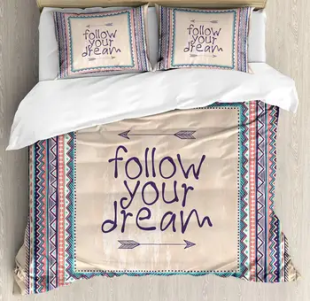 Tribal Duvet Cover Set Inspirational Words Follow Your Dream and Arrows Aztec Framed Graphic Art Print Decorative 3 Piece Bed
Tribal Duvet Cover Set Inspirational Words Follow Your Dream and Arrows Aztec Framed Graphic Art Print Decorative 3 Piece Bed