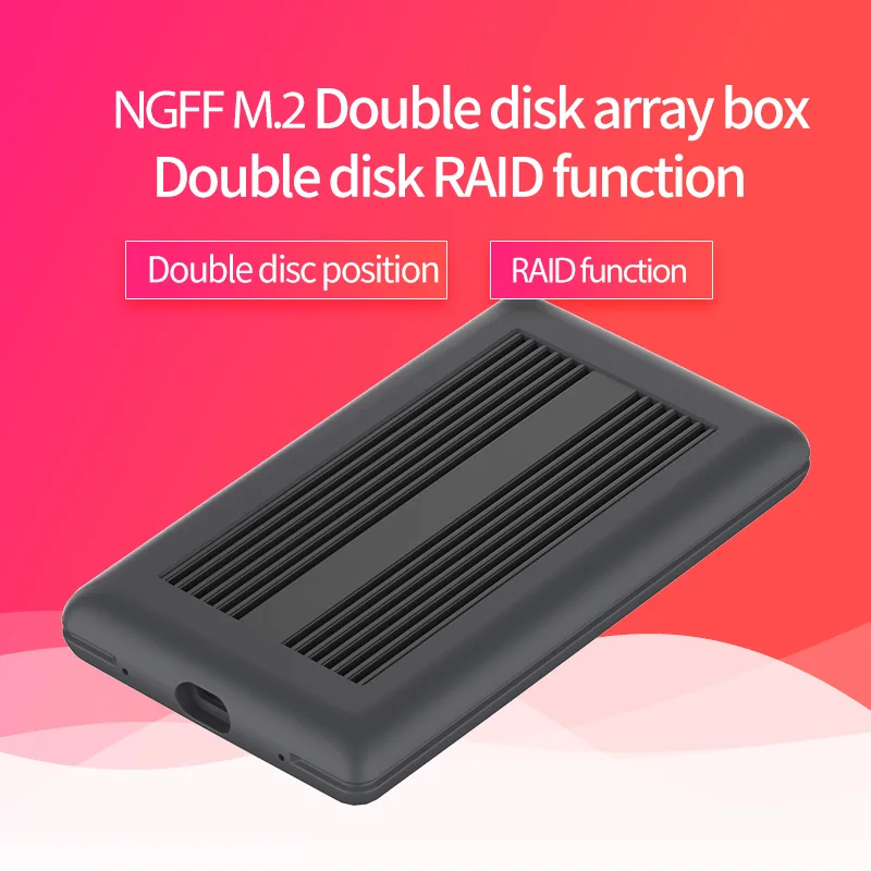 Dual Array Cabinet NGFF M.2 ssd case typec port high speed transmission ssd enclosure metal heat dissipation support double disk
Dual Array Cabinet NGFF M.2 ssd case typec port high speed transmission ssd enclosure metal heat dissipation support double disk