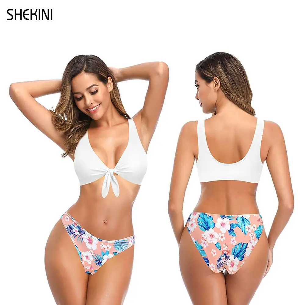 SHEKINI Women's Tie Knot Front Bikini Set High Waisted Print Swiming Bottoms Three Piece Swimsuit Hipster Summer Beach Swimwear
SHEKINI Women's Tie Knot Front Bikini Set High Waisted Print Swiming Bottoms Three Piece Swimsuit Hipster Summer Beach Swimwear