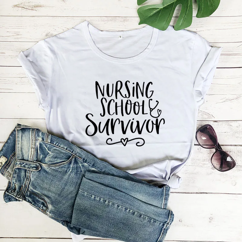 Nursing School Survivor Printed New Arrival Funny Casual 100%Cotton T-Shirt Nurse Life Shirt Nurse Gift
Nursing School Survivor Printed New Arrival Funny Casual 100%Cotton T-Shirt Nurse Life Shirt Nurse Gift