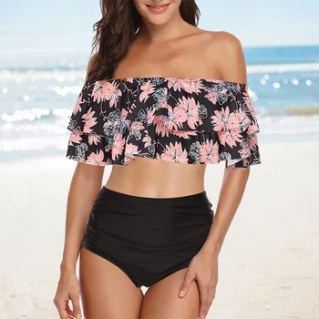 Loozykit Swimsuit Women Sexy Flounce Print Two Piece Bikini Ruffle Swimsuit Thong High Cut Bikini High Waist Bikini Set Swimwear 
Loozykit Swimsuit Women Sexy Flounce Print Two Piece Bikini Ruffle Swimsuit Thong High Cut Bikini High Waist Bikini Set Swimwear