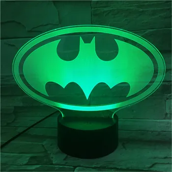 

3D Night Light Amroe DC Justice League Marvel Batman Symbol 7 Color Change Child Kids Table Lamp Birthday Xmas Toys Gifts 612