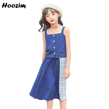 Chic Girls Clothing Set 6-15 Age Royal Blue Front Button Backless Tank Top+Colorblock Plaid Long Skirt Set child Suit For Girls
Chic Girls Clothing Set 6-15 Age Royal Blue Front Button Backless Tank Top+Colorblock Plaid Long Skirt Set child Suit For Girls