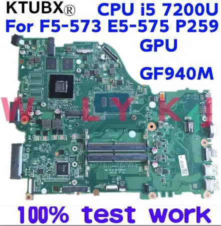 Материнская плата для ноутбука ACER E5-575G F5-573 DAZAAMB16E0 с процессором i5 7200U GPU GF940 DDR4 100% |