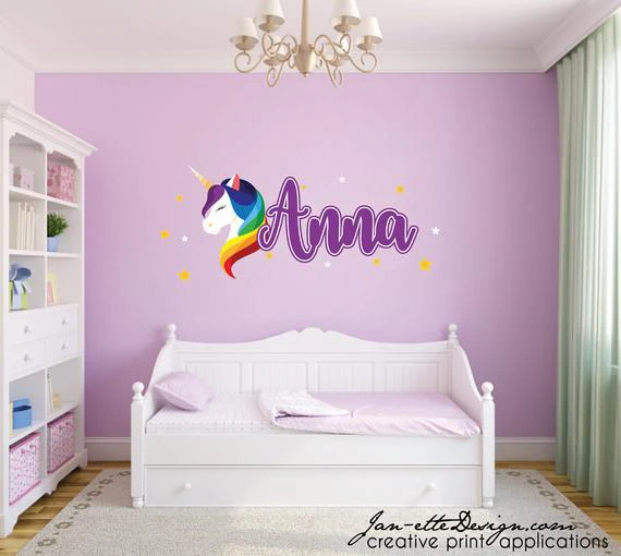 Unicorn and Name Wall Decal Set Girly Script Name with Unicorn and Stars Removable Fabric Wall Stickers Rainbow Bedrooms Sticker
Unicorn and Name Wall Decal Set Girly Script Name with Unicorn and Stars Removable Fabric Wall Stickers Rainbow Bedrooms Sticker