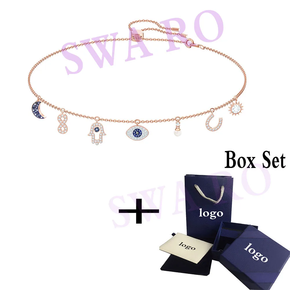 

SWA RO 2019 SWA New SYMBOLIC Necklace Shiny Classic Devil's Eye Pattern Crystal Female Necklace Wedding Jewelry Romantic Gift