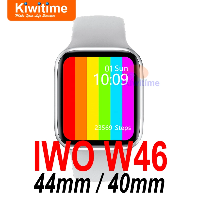 Смарт-часы KIWITIME IWO W46 Series 6 44 мм 40 с пульсометром мужские и женские для телефонов