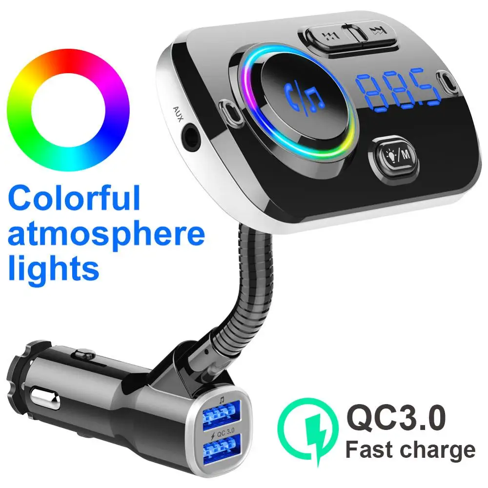 FM Transmitter Car Kit Handsfree Wireless Bluetooth MP3 Player Dual USB QC3.0 Fast charger Handsfree Colorful light Support Siri
FM Transmitter Car Kit Handsfree Wireless Bluetooth MP3 Player Dual USB QC3.0 Fast charger Handsfree Colorful light Support Siri