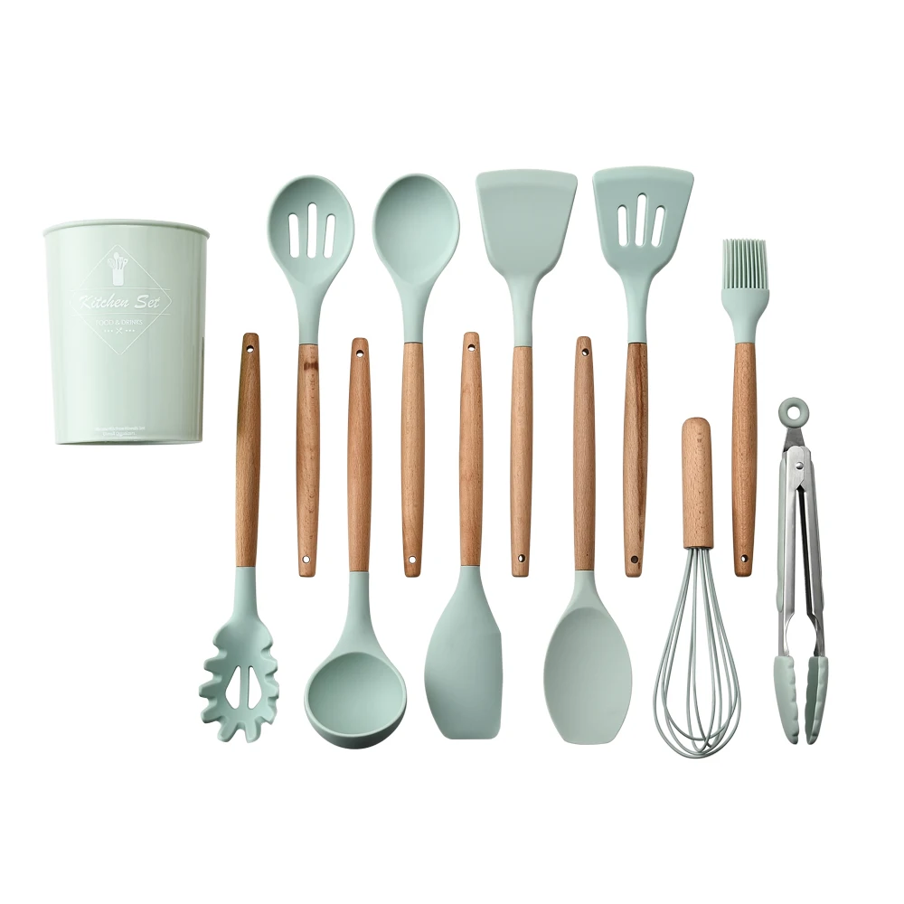 11Pcs Tableware Storage Bucket Non-Stick Spoon Shovel Kitchen Utensils Cooking Tools Silicone Tableware
11Pcs Tableware Storage Bucket Non-Stick Spoon Shovel Kitchen Utensils Cooking Tools Silicone Tableware