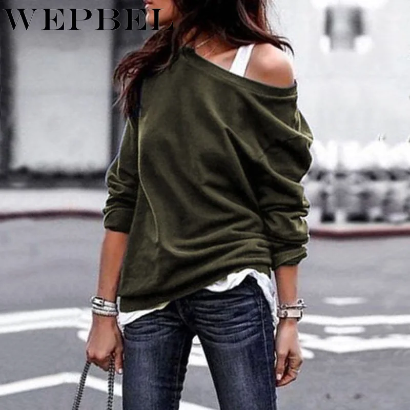 WEPBEL Women's Casual Solid Color Loose Pullovers Sweatshirts Autumn Winter Fashion O-Neck Off-Shoulder Long Sleeve Sweatshirts
WEPBEL Women's Casual Solid Color Loose Pullovers Sweatshirts Autumn Winter Fashion O-Neck Off-Shoulder Long Sleeve Sweatshirts