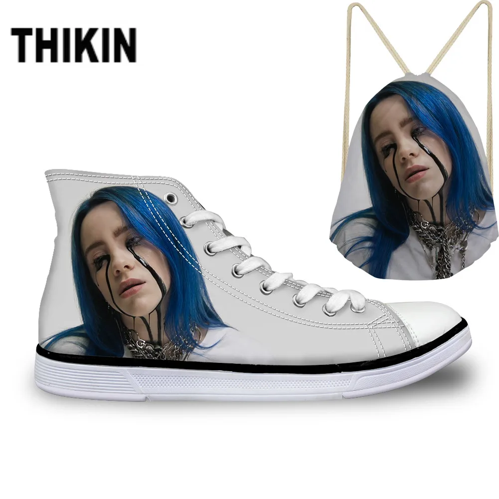 ThiKin 2019 Hot Billie Eilish Print Canvas Shoes Lace Up Women Fashion White Sneakers Breathable Ladies High Top Vulcanize Shoes
ThiKin 2019 Hot Billie Eilish Print Canvas Shoes Lace Up Women Fashion White Sneakers Breathable Ladies High Top Vulcanize Shoes