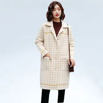 2020 Women Plaid Wool Coat Autumn Winter Jackets Womens Loose Overcoat Large Size Women Woolen jacket casaco feminino
2020 Women Plaid Wool Coat Autumn Winter Jackets Womens Loose Overcoat Large Size Women Woolen jacket casaco feminino