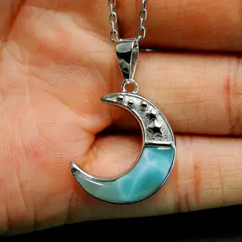 New Arrival 925 Sterling Silver Natural Dominica Larimar Star Moon Pendant Necklace For Gift
New Arrival 925 Sterling Silver Natural Dominica Larimar Star Moon Pendant Necklace For Gift