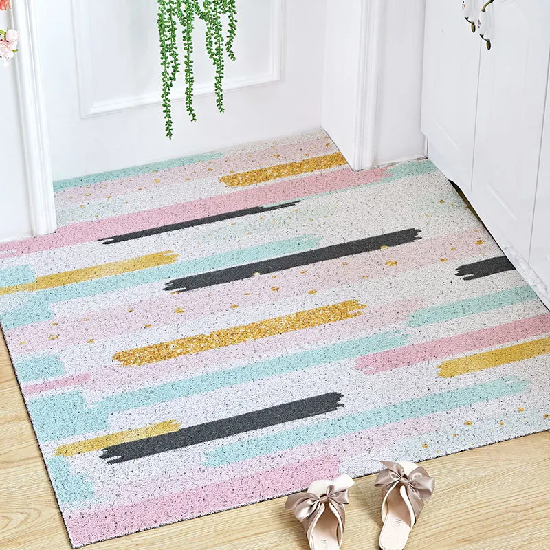 

Door Mat Entrance Rubbing Dust DIY Rubbing Irregular Shape Mat Anti-slip PVC Silk Loop Door Mat Nordic Minimalist Rug Custom