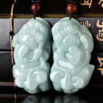 

Certificate Natural Emerald Dragon Pixiu Jade Pendant Bead Necklace Charm Jewellery Fashion Hand-Carved Man Woman Luck Amulet