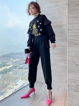 Beaded Pineapple Pattern Loose Sweater + Chain Waist and Thin Pants Set Women's Autumn 2020 New
Beaded Pineapple Pattern Loose Sweater + Chain Waist and Thin Pants Set Women's Autumn 2020 New