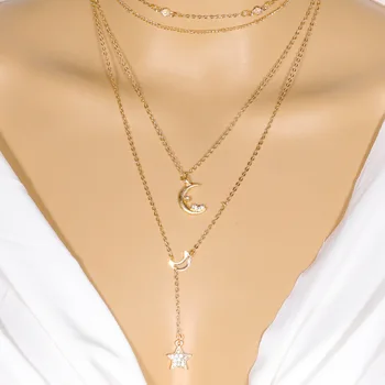 2019 Fashion Europe And The New Necklace Popular Personality Moon Five-pointed Star Multi-layer Women's Combination Necklace
2019 Fashion Europe And The New Necklace Popular Personality Moon Five-pointed Star Multi-layer Women's Combination Necklace