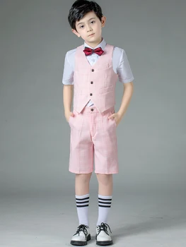 YuanLu Boys Suits Short Sleeve Vest Suit for Weddings Party Piano Baby Clothes Pink Plaid Slim Fit Summer
YuanLu Boys Suits Short Sleeve Vest Suit for Weddings Party Piano Baby Clothes Pink Plaid Slim Fit Summer