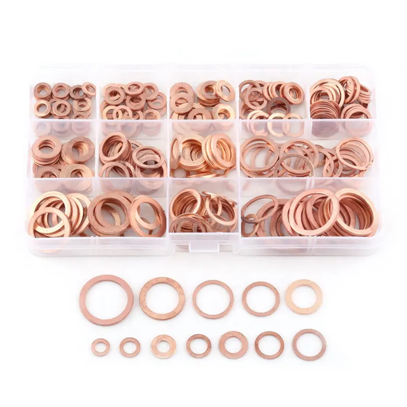 280pcs Professional Assorted Copper Washer Gasket Set Flat Ring Seal Assortment Kit M5-M20 with Box For Hardware Accessories
280pcs Professional Assorted Copper Washer Gasket Set Flat Ring Seal Assortment Kit M5-M20 with Box For Hardware Accessories