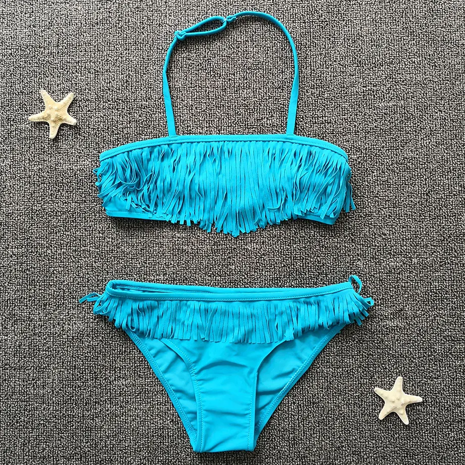 7-16 Years Girl Swimsuit Kids Fringe Tassel Teenager Bikini Solid Two Piece Children Swimwear Child Girl Swim Wear Bathing Suit
7-16 Years Girl Swimsuit Kids Fringe Tassel Teenager Bikini Solid Two Piece Children Swimwear Child Girl Swim Wear Bathing Suit