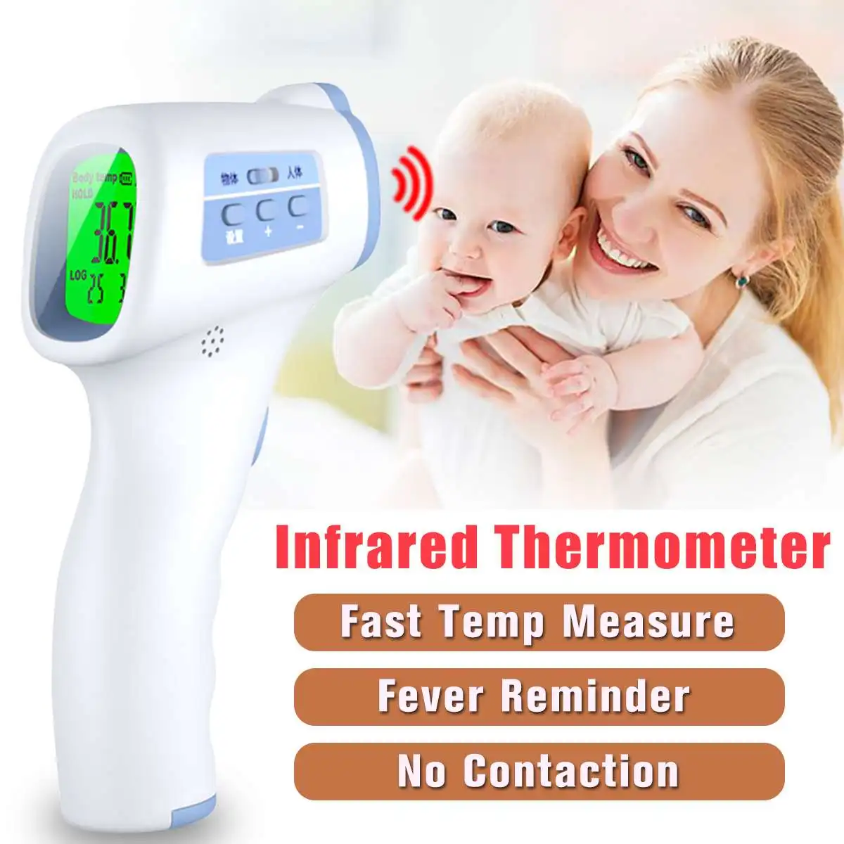 Baby / Adult Forehead Thermometer Medical Infrared Thermometer 1s Non Contact Body Temperature Measure Bulit-in Battery
Baby / Adult Forehead Thermometer Medical Infrared Thermometer 1s Non Contact Body Temperature Measure Bulit-in Battery