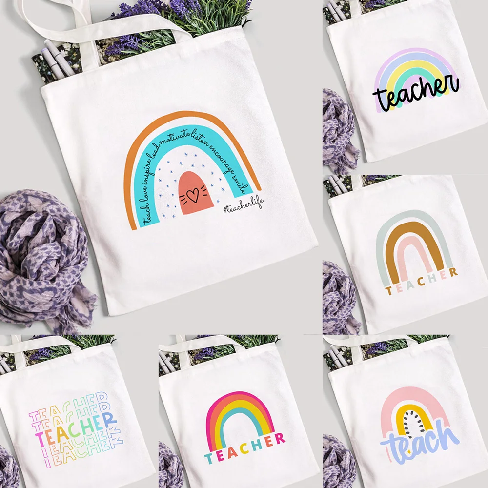 Teach Love Inspire Rainbow Women Canvas Tote Shopping Bag Teacher Life Reusable Eco Shopper Shoulder Bag Book Bag Fashion Gift
Teach Love Inspire Rainbow Women Canvas Tote Shopping Bag Teacher Life Reusable Eco Shopper Shoulder Bag Book Bag Fashion Gift