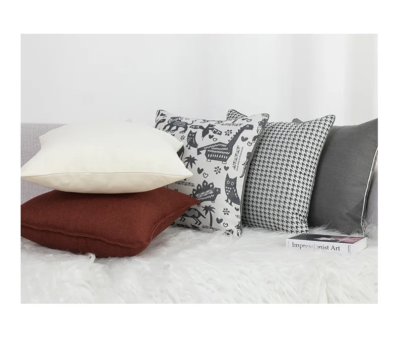 Waliicorners decorative wine beige grey sofa wait pillowcase square pillow cover grey white houndstooth jacquard cushion cover 6 Hffca17111eef42b08b9537f0b139cb5cn