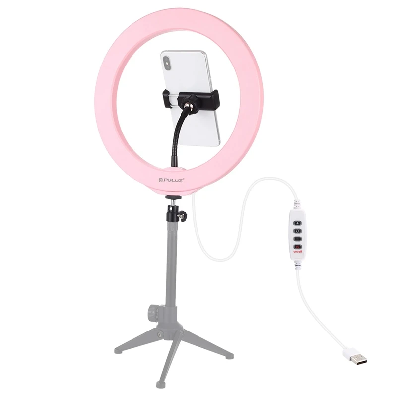 PULUZ PU397F для селфи Vlog Live Streaming Flash розовый 10 дюймов 3200K-6500K Dimmable светодиодный