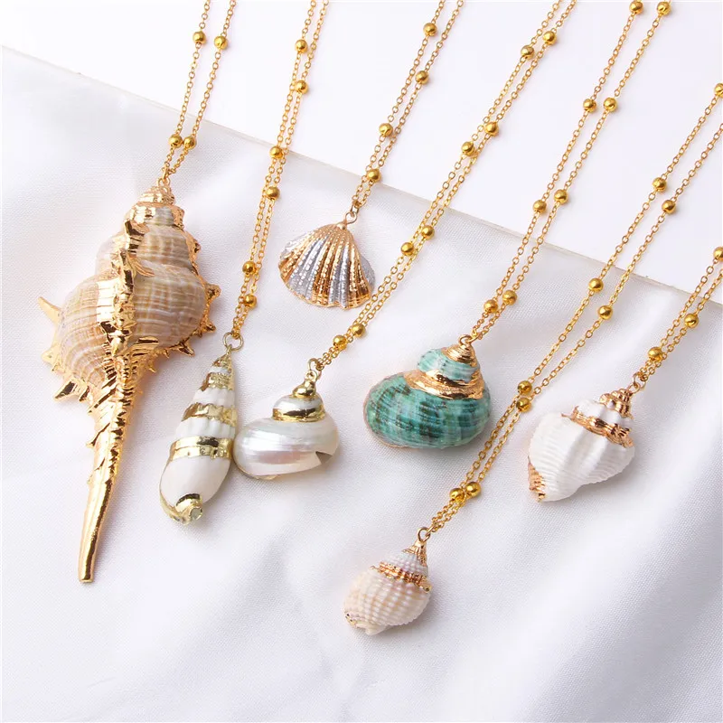 

2019 Boho Shell Necklace Conch Sea Gold Pendants for Women Ocean Cowrie Seashell Beach Summer Necklace Hawaii Jewelry Gift