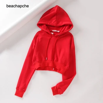 Women Fashion Long Sleeve Hooded Short Sweatshirt 2019 New Ladies Autumn Solid Color Loose Slim Fit Casual Pullovers 
Women Fashion Long Sleeve Hooded Short Sweatshirt 2019 New Ladies Autumn Solid Color Loose Slim Fit Casual Pullovers