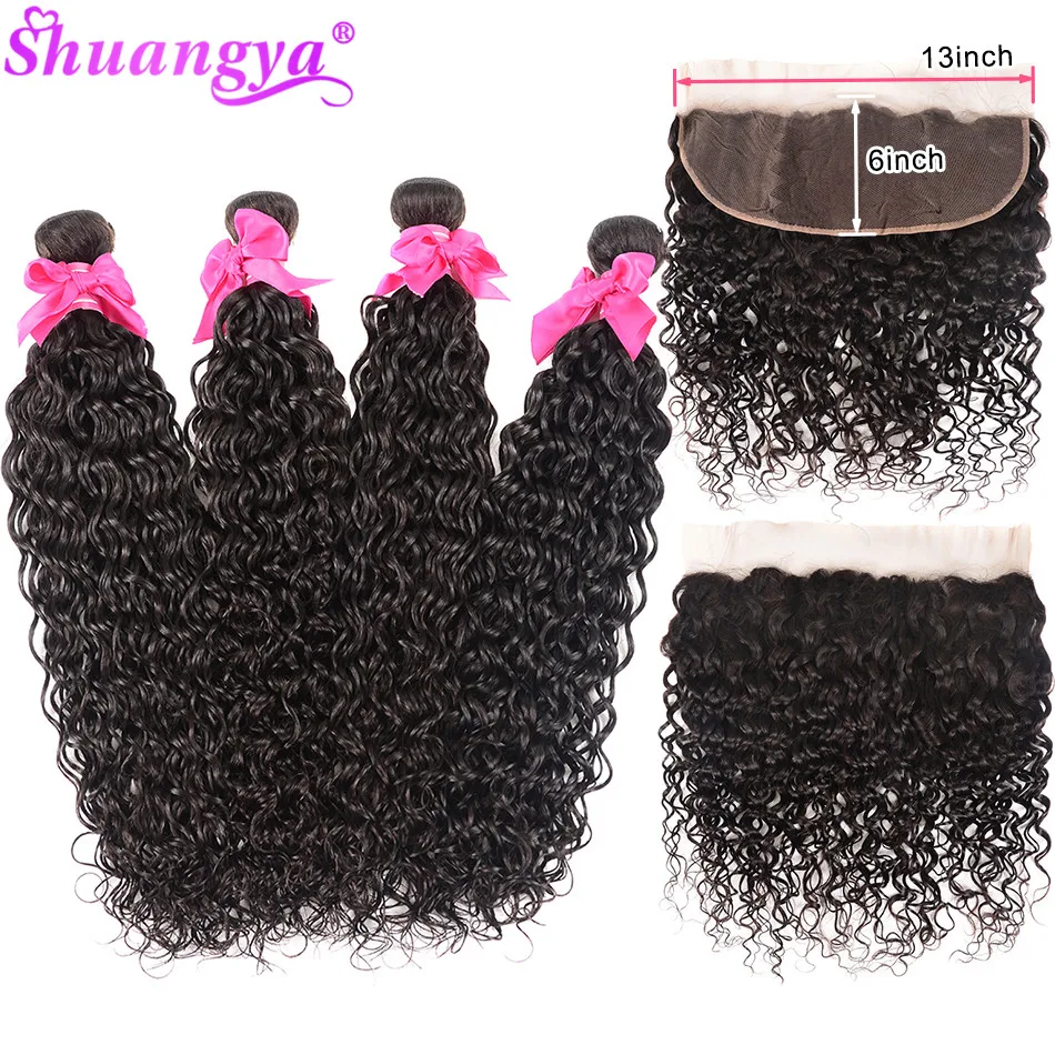 Shuangya 13x6 Lace Frontal With Bundles Indian Water Wave Lace Frontal Closure With Bundles 100% Remy Human Hair With Closure
Shuangya 13x6 Lace Frontal With Bundles Indian Water Wave Lace Frontal Closure With Bundles 100% Remy Human Hair With Closure