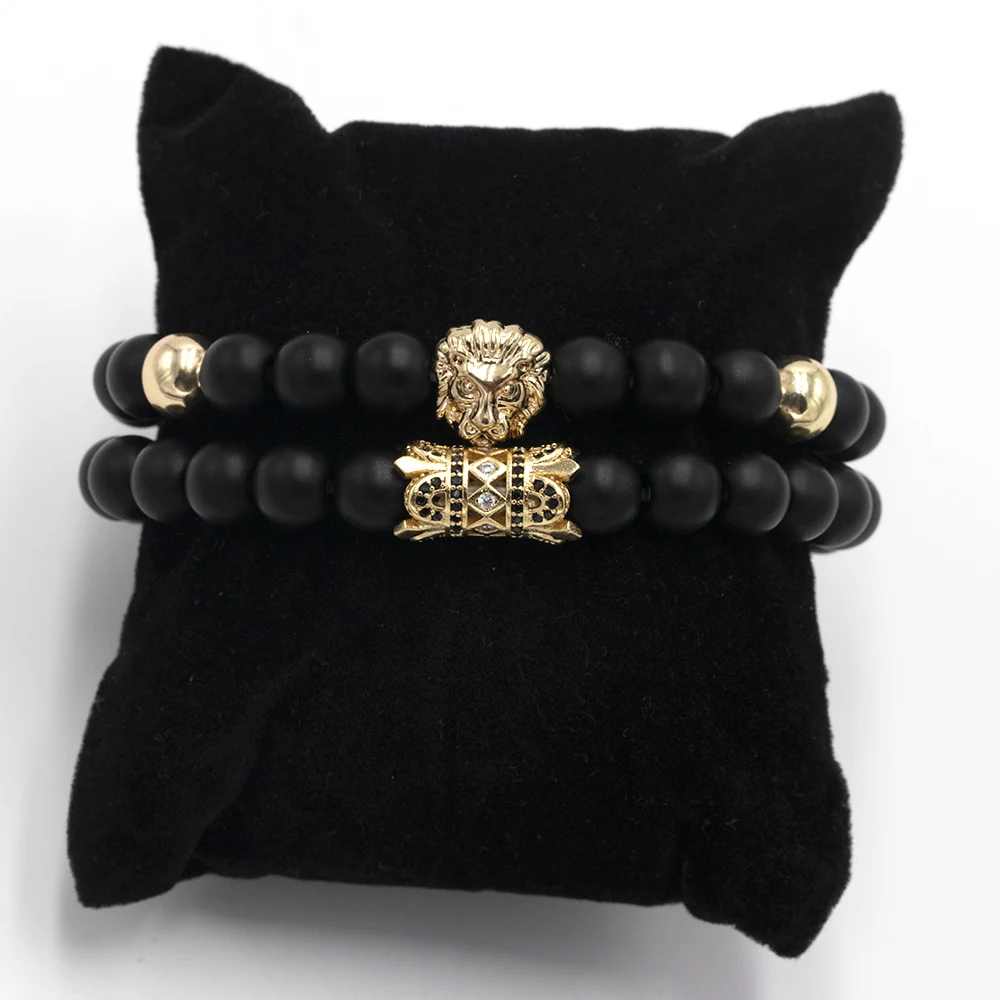 Men Bracelet Lion Head with Crown Bracelets 8mm Natural Stone Beads bracelet Pave CZ Crowns Men Women Jewelry pulseira
Men Bracelet Lion Head with Crown Bracelets 8mm Natural Stone Beads bracelet Pave CZ Crowns Men Women Jewelry pulseira