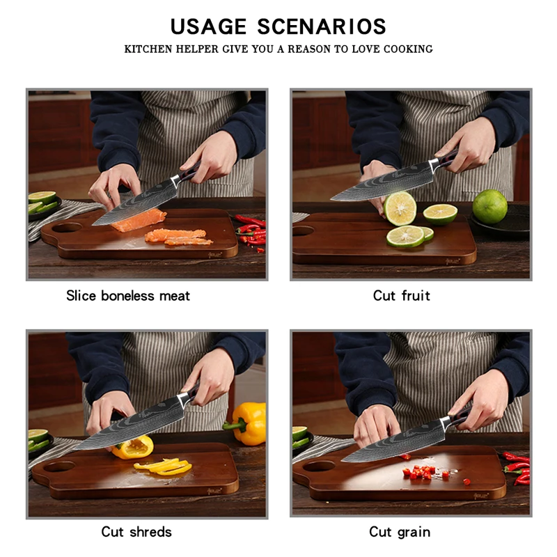 5 Pcs/Set Kitchen Knife High Carbon Stainless Steel Laser Pattern High Quality Chef Knife 5 Pcs/Set Kitchen Knife High Carbon Stainless Steel Laser Pattern High Quality Chef Knife