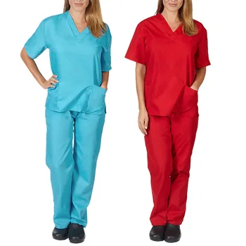 Men Women Short Sleeve V-neck Tops+Pants Nursing Working Uniform Set Suit Hospital Doctor Clothes Overall Lady Clothing 2020 
Men Women Short Sleeve V-neck Tops+Pants Nursing Working Uniform Set Suit Hospital Doctor Clothes Overall Lady Clothing 2020