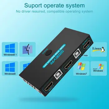 SGEYR 2 port USB 4K HDMI KVM Switch 2X1 Switcher with button&wire control for win8/7 xp mac HDMI Cable USB Cable
SGEYR 2 port USB 4K HDMI KVM Switch 2X1 Switcher with button&wire control for win8/7 xp mac HDMI Cable USB Cable