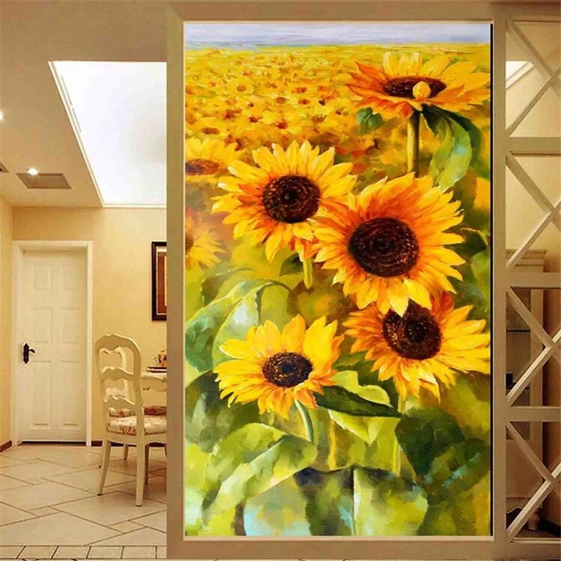 

beibehang Custom wallpaper 3d photo mural flower sunflower art porch background wall decoration painting Papel de parede обои 3d