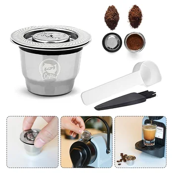 Reusable Empty Coffee Capsule Filters For Espresso Machin With Spoon + Brush Coffee Knock Box Shock-Absorbent Espresso Box
Reusable Empty Coffee Capsule Filters For Espresso Machin With Spoon + Brush Coffee Knock Box Shock-Absorbent Espresso Box