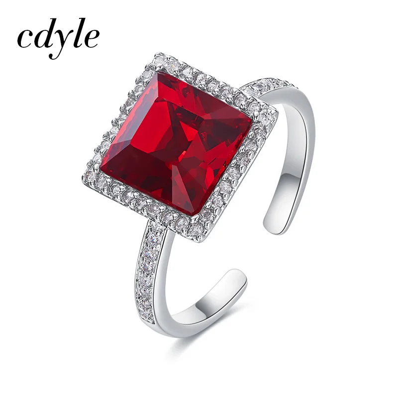 Cdyle Red Square Cut Crystal Ring Luxe Open Silver Color Ring with Shining Cubic Zirconia Women's Fashion 2019
Cdyle Red Square Cut Crystal Ring Luxe Open Silver Color Ring with Shining Cubic Zirconia Women's Fashion 2019