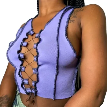 Summer Women Sexy Crop Top Lace Up Solid Color Sleeveless Short Camisole Hollow Slim Midriff-baring Vest for Dating Vacation
Summer Women Sexy Crop Top Lace Up Solid Color Sleeveless Short Camisole Hollow Slim Midriff-baring Vest for Dating Vacation