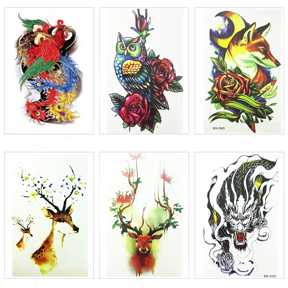 Водостойкие временные тату наклейки 19X12 см с цветами|tattoo sticker|waterproof temporary tattoo